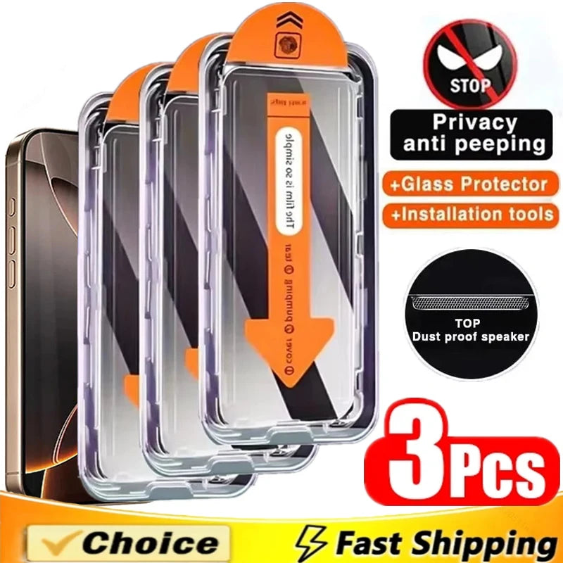 Anti-Spy Panzerglas für iPhone 7–16 Pro Max – Sichtschutz, kratzfest, wasserabweisend, Anti-Fingerprint