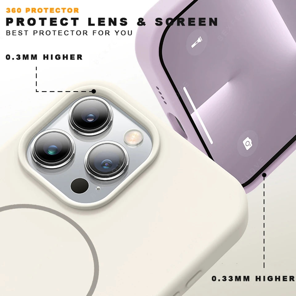 Magnetische Silikonhülle mit MagSafe für iPhone 11–16 Pro Max | Offizielle Schutzhülle mit Lanyard & Soft Cover
