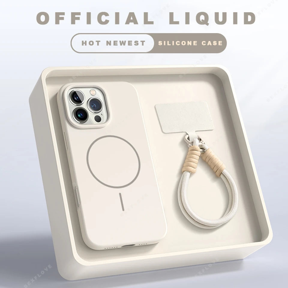 Magnetische Silikonhülle mit MagSafe für iPhone 11–16 Pro Max | Offizielle Schutzhülle mit Lanyard & Soft Cover