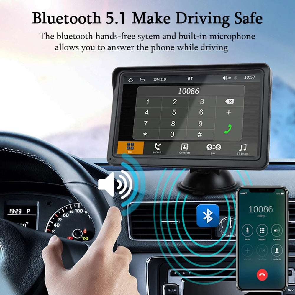 HIPPBQCC 7-Zoll Auto Radio mit Wireless CarPlay & Android Auto – Modell B600W