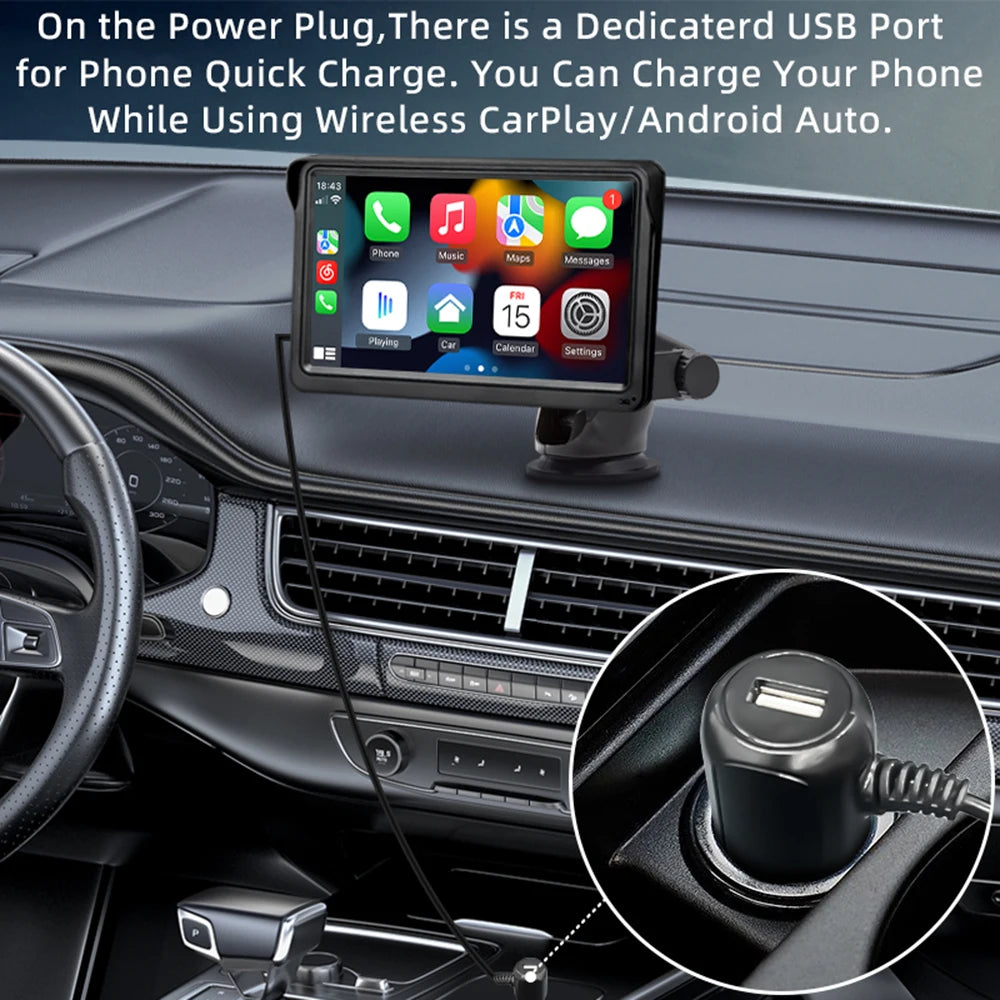 HIPPBQCC 7-Zoll Auto Radio mit Wireless CarPlay & Android Auto – Modell B600W