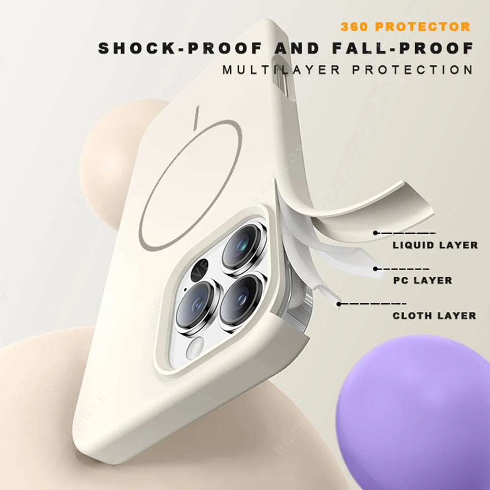 Magnetische Silikonhülle mit MagSafe für iPhone 11–16 Pro Max | Offizielle Schutzhülle mit Lanyard & Soft Cover
