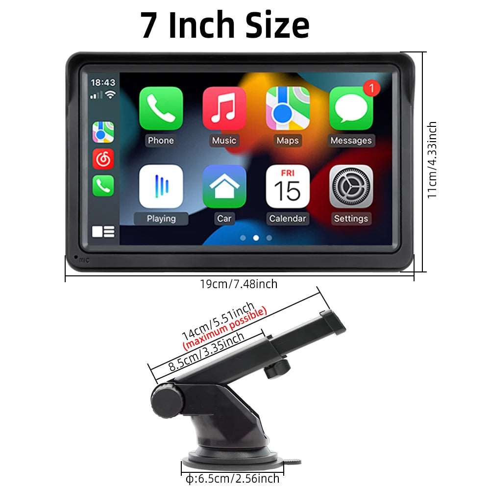 HIPPBQCC 7-Zoll Auto Radio mit Wireless CarPlay & Android Auto – Modell B600W