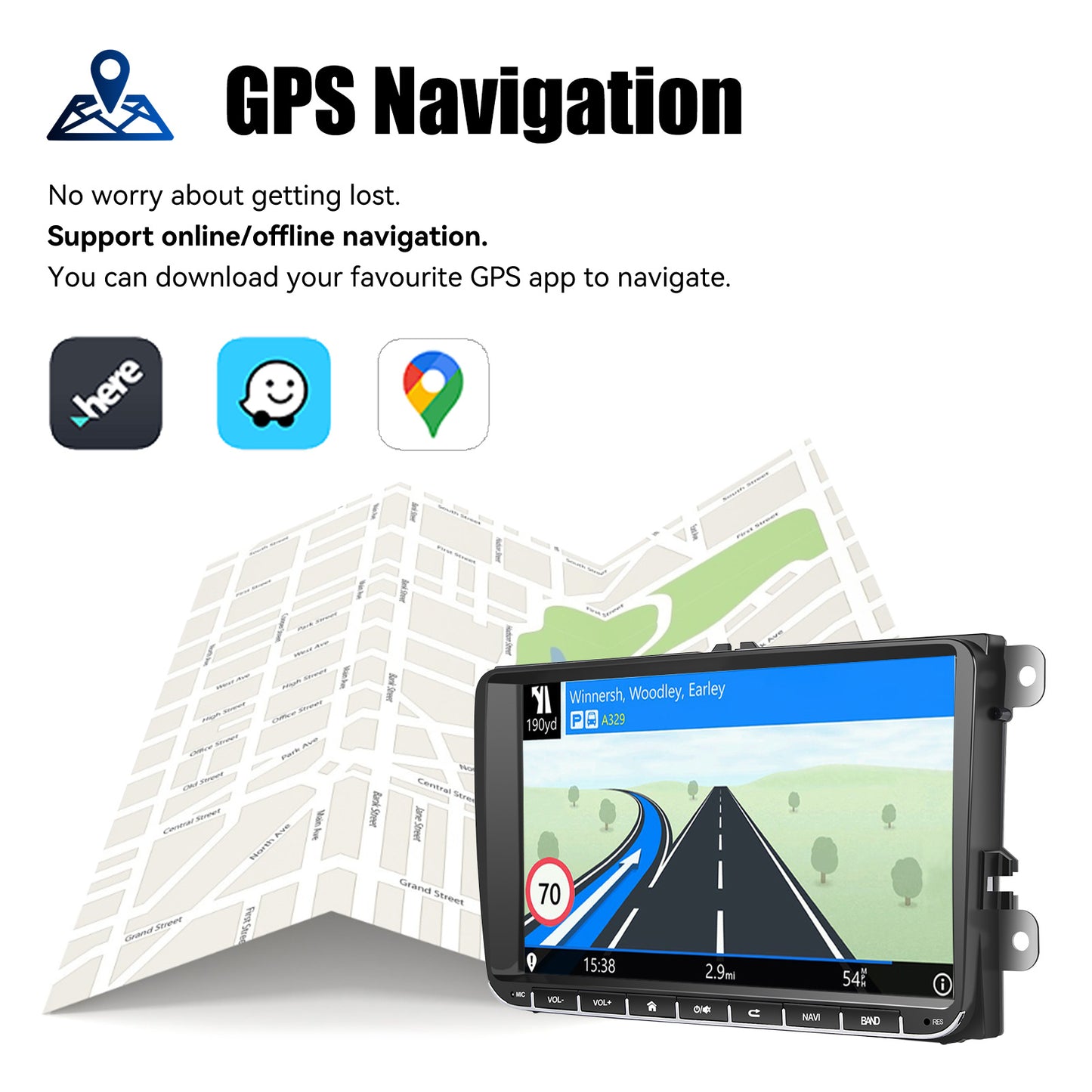 9" Android 14 4G+64G Wireless CarPlay Car Stereo GPS NAVI WIFI RDS FM BT EQ Passend für VW Golf 5/6, Passat, Polo, Touran, Tiguan, Caddy, EOS