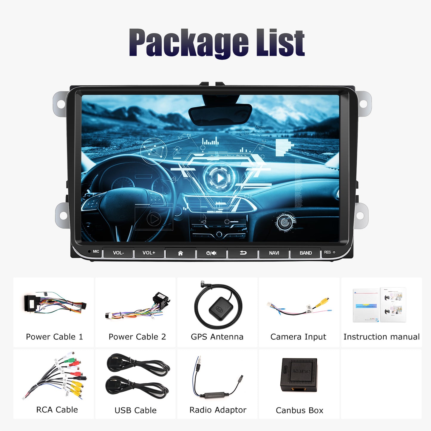 9" Android 14 4G+64G Wireless CarPlay Car Stereo GPS NAVI WIFI RDS FM BT EQ Passend für VW Golf 5/6, Passat, Polo, Touran, Tiguan, Caddy, EOS