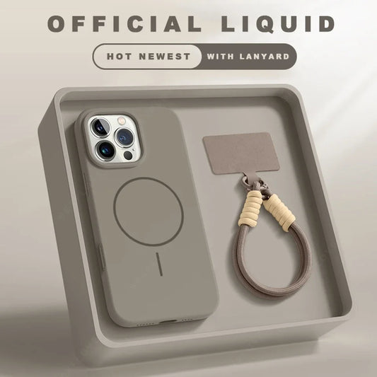 Magnetische Silikonhülle mit MagSafe für iPhone 11–16 Pro Max | Offizielle Schutzhülle mit Lanyard & Soft Cover