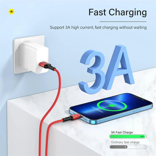 3A USB Schnellladekabel – Geflochtenes Design, CE-Zertifiziert, Fast Charging