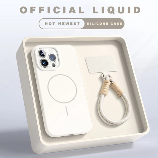 Magnetische Silikonhülle mit MagSafe für iPhone 11–16 Pro Max | Offizielle Schutzhülle mit Lanyard & Soft Cover