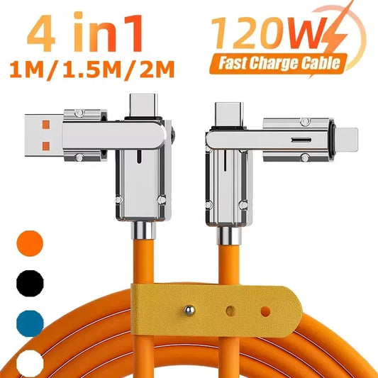 4-in-1 120W USB Typ C auf Typ C Kabel & 3-in-1 PD 100W Schnellladekabel für Honor, Huawei, iPhone 15 Pro Max – 1M/1,5M/2M