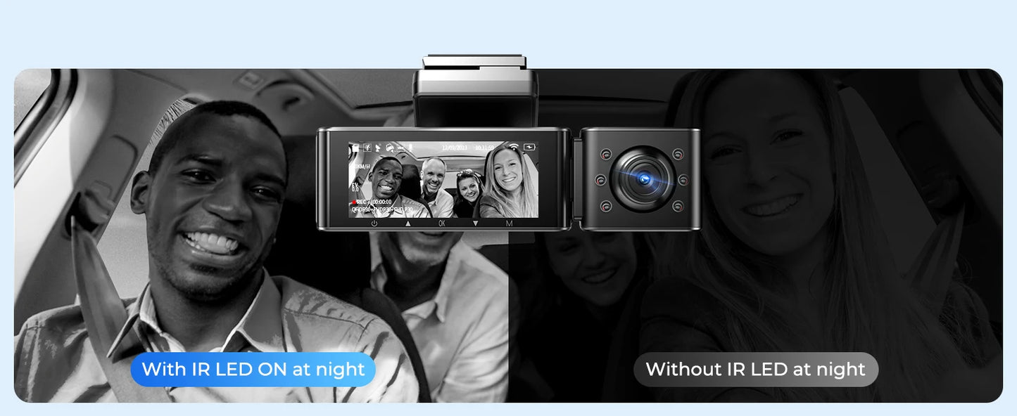 AZDOME 4K Dashcam 3-Kanal Autokamera mit GPS, WiFi, Nachtsicht & 64GB – Ultra-HD Autorekorder für Innenraum & Rückkamera