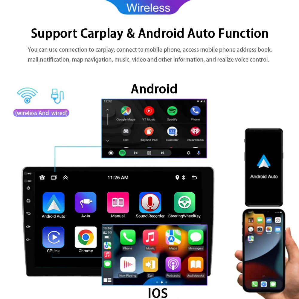MTIJIEY Android 13 Autoradio 10.1" – CarPlay, GPS, Bluetooth &amp; HD Touchscreen