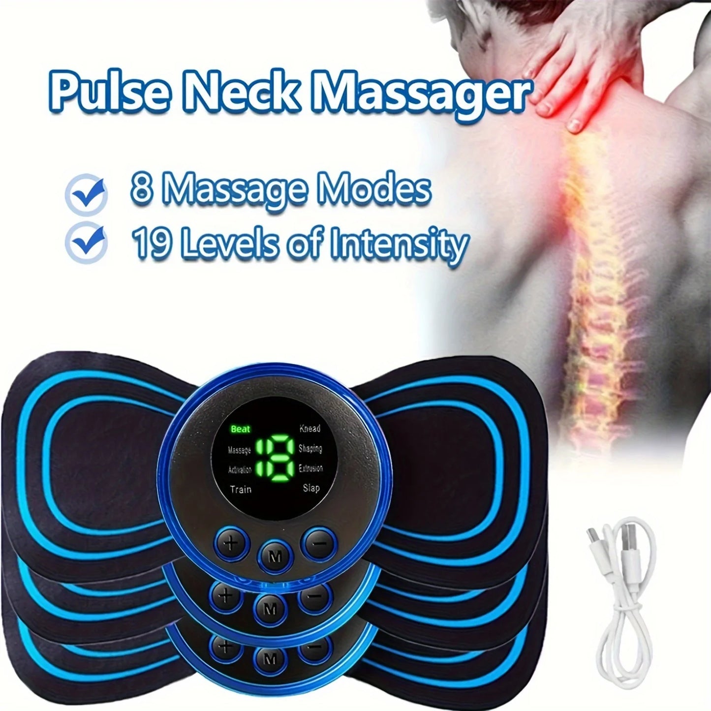 EMS Mini Massagegerät – Mikrostrom Physiotherapie zur Muskelentspannung & Schmerzlinderung, tragbar & kabellos