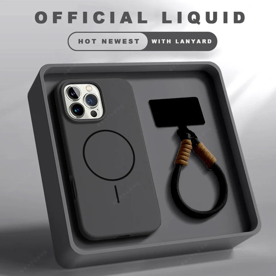 Magnetische Silikonhülle mit MagSafe für iPhone 11–16 Pro Max | Offizielle Schutzhülle mit Lanyard & Soft Cover