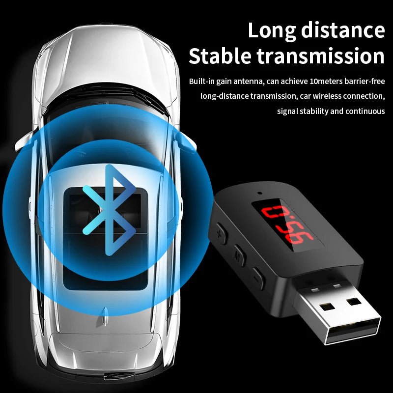 Bluetooth 5.4 Auto-Transmitter Empfänger Freisprecheinrichtung Mini USB Stromversorgung Drahtloser Audioadapter für FM-Radio