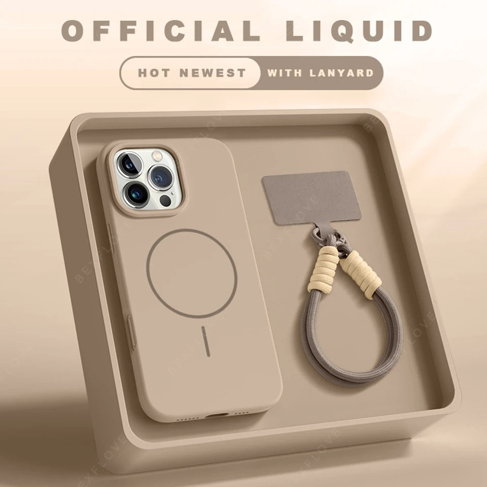 Magnetische Silikonhülle mit MagSafe für iPhone 11–16 Pro Max | Offizielle Schutzhülle mit Lanyard & Soft Cover