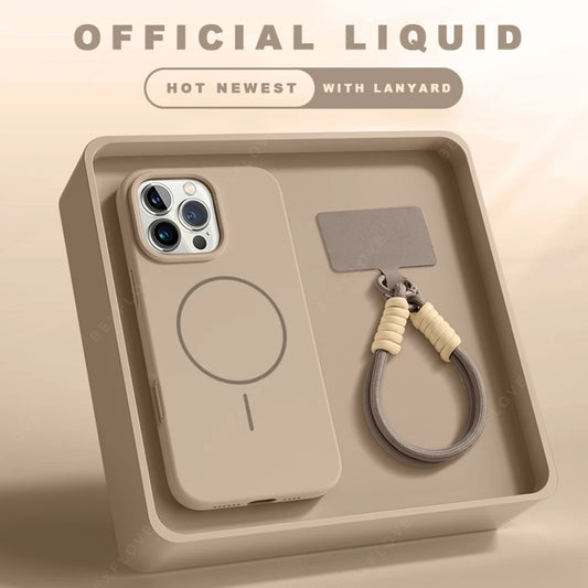 Magnetische Silikonhülle mit MagSafe für iPhone 11–16 Pro Max | Offizielle Schutzhülle mit Lanyard & Soft Cover