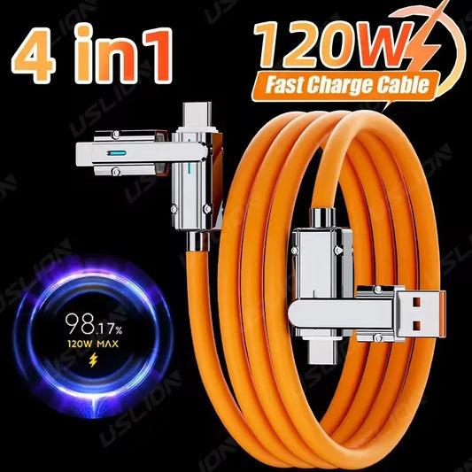 4-in-1 120W USB Typ C auf Typ C Kabel & 3-in-1 PD 100W Schnellladekabel für Honor, Huawei, iPhone 15 Pro Max – 1M/1,5M/2M